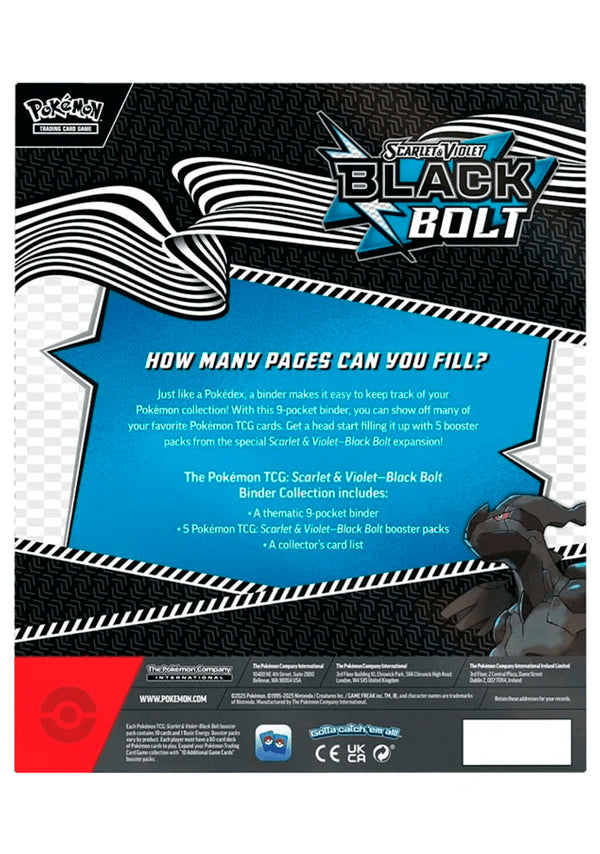 Colección Black Bolt Binder Pokémon TCG en Inglés - Álbum + 5 Sobres de Expansión Incluidos