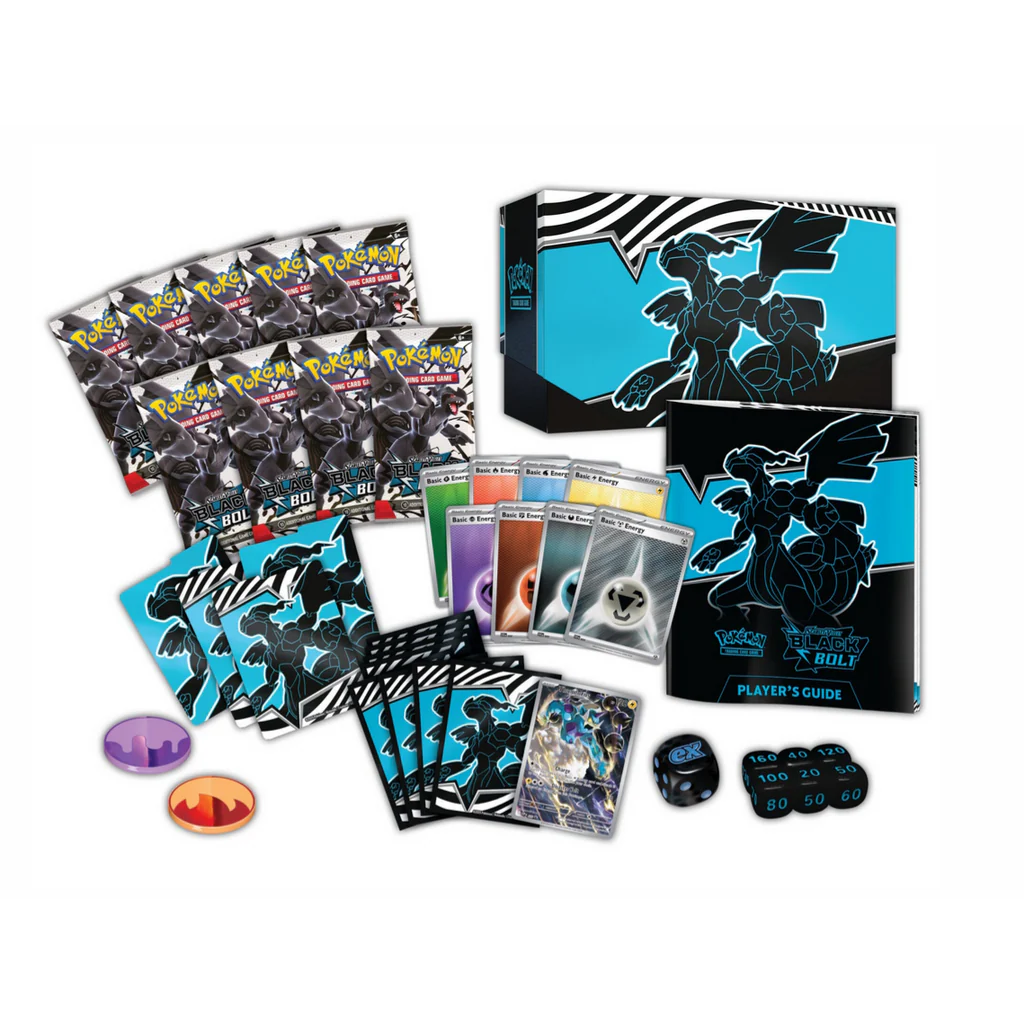 Caja Elite Trainer Box Black Bolt Pokémon TCG en Inglés - Carta Promo, Fundas, Dados y Sobres