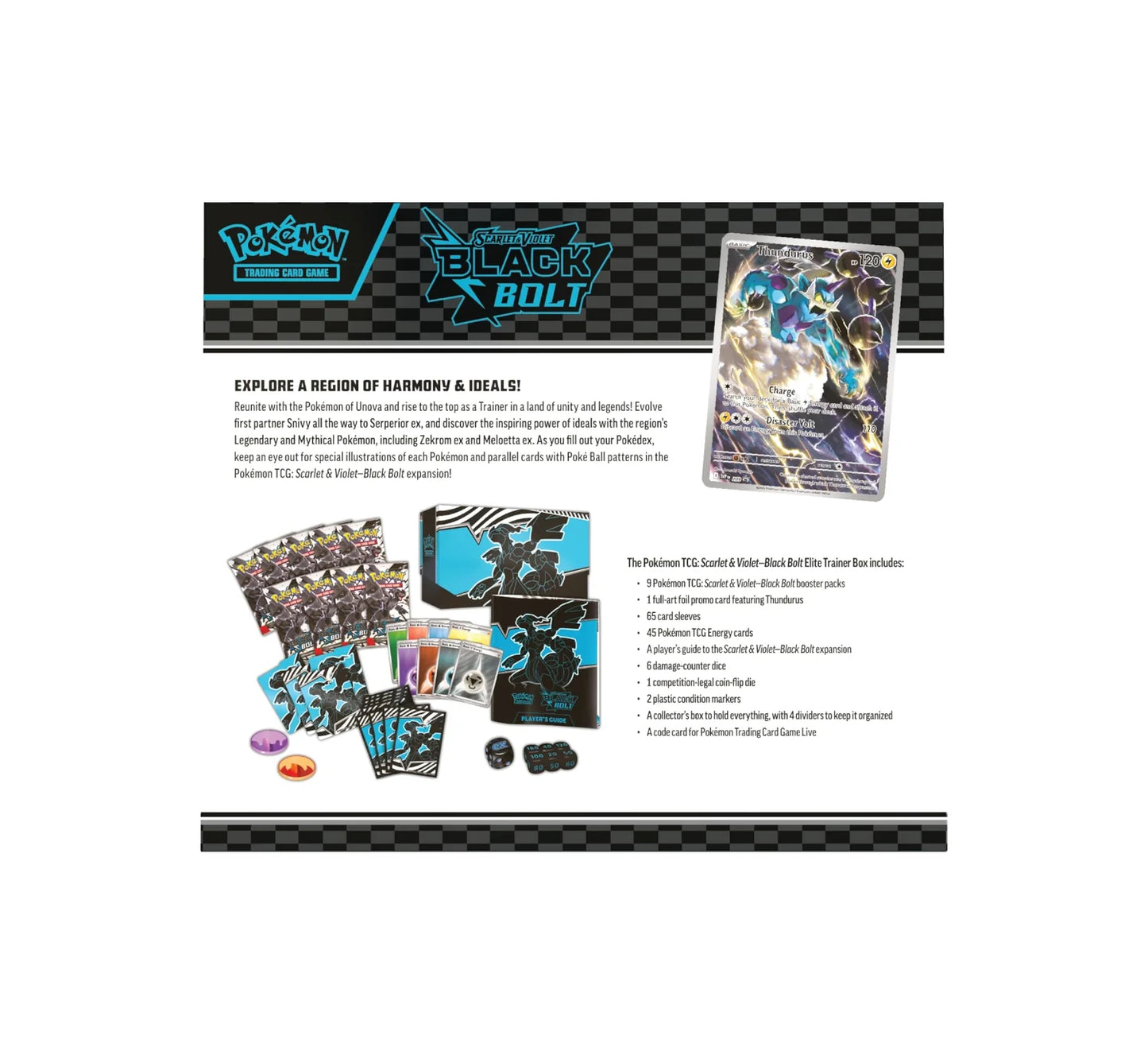 Caja Elite Trainer Box Black Bolt Pokémon TCG en Inglés - Carta Promo, Fundas, Dados y Sobres