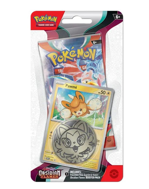 Pokémon OBF Obsidian Flames Pawmi 1-Pack Blister – Promo, Sobre y Moneda (Inglés)