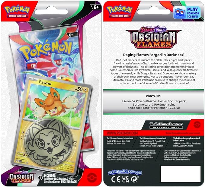 Pokémon OBF Obsidian Flames Pawmi 1-Pack Blister – Promo, Sobre y Moneda (Inglés)
