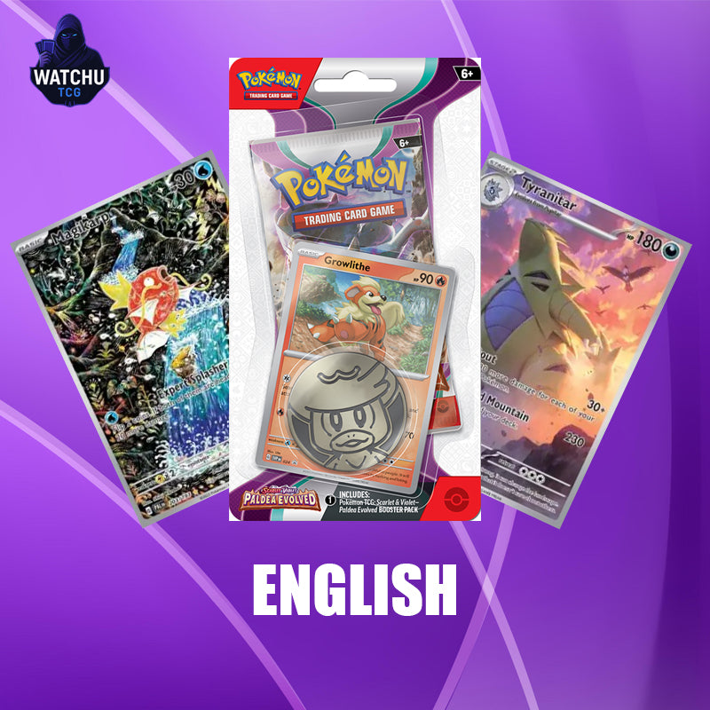 Pokémon PAL Paldea Evolved Growlithe 1-Pack Blister – Promo, Sobre y Moneda (Inglés)