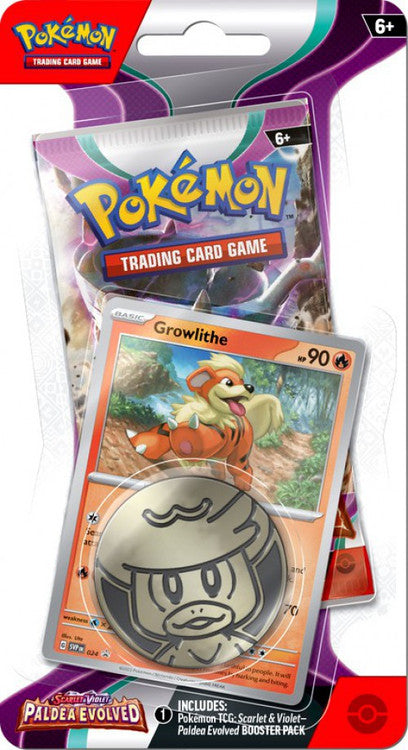Pokémon PAL Paldea Evolved Growlithe 1-Pack Blister – Promo, Sobre y Moneda (Inglés)