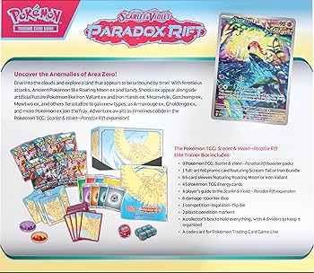 Pokémon PAR Paradox Rift Roaring Moon Elite Trainer Box – Promo, Sobres y Accesorios (Inglés)