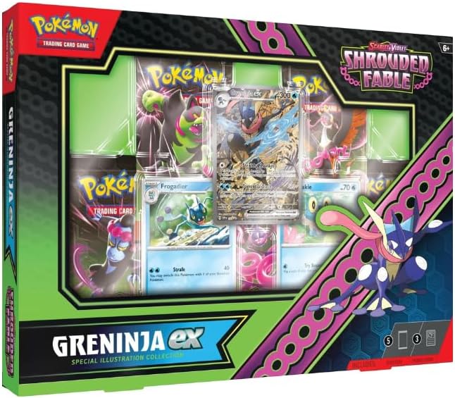 Pokémon SFA Shrouded Fable Greninja ex Special Illustration Collection – 5 Sobres + 3 Cartas Promocionales (Inglés)