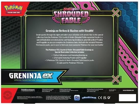 Pokémon SFA Shrouded Fable Greninja ex Special Illustration Collection – 5 Sobres + 3 Cartas Promocionales (Inglés)