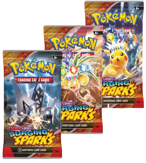 Pokémon TCG 3-Pack Blister Scarlet & Violet Surging Sparks con Carta Promo Zapdos Black Star y 3 Sobres Coleccionables