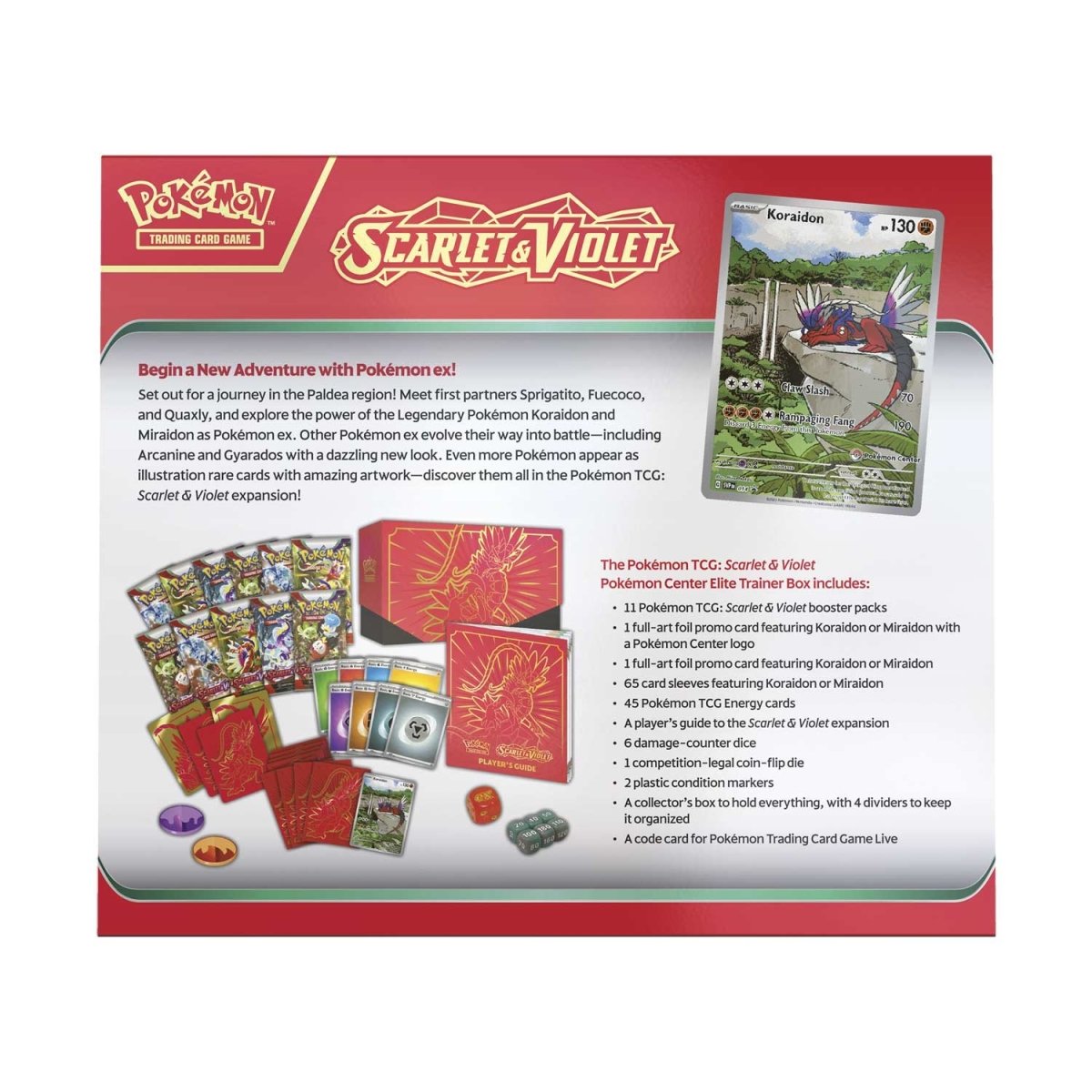 Pokémon SVI Scarlet & Violet Koraidon Elite Trainer Box – 9 Sobres + Carta Promo (Inglés)
