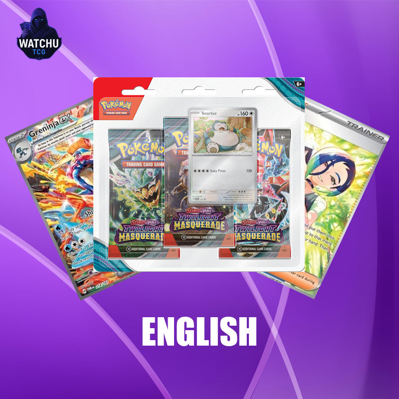 Blister 3-Pack Twilight Masquerade Snorlax Pokémon TCG en Inglés - Carta Promo Exclusiva y Sobres de Expansión