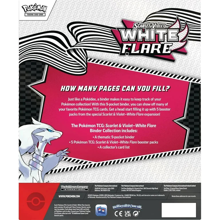 Colección White Flare Binder Pokémon TCG en Inglés - Álbum Exclusivo + 5 Sobres de Expansión