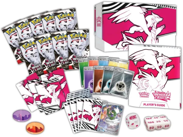 Caja Elite Trainer Box White Flare Pokémon TCG en Inglés - Carta Promo, Fundas, Dados y Más