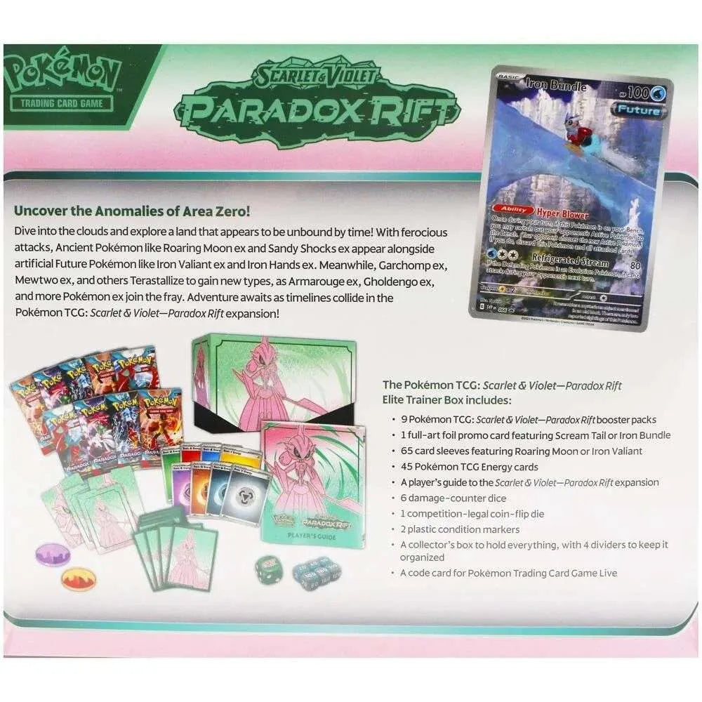 Pokémon PAR Paradox Rift Iron Valiant Elite Trainer Box – Promo, Sobres y Accesorios (Inglés)