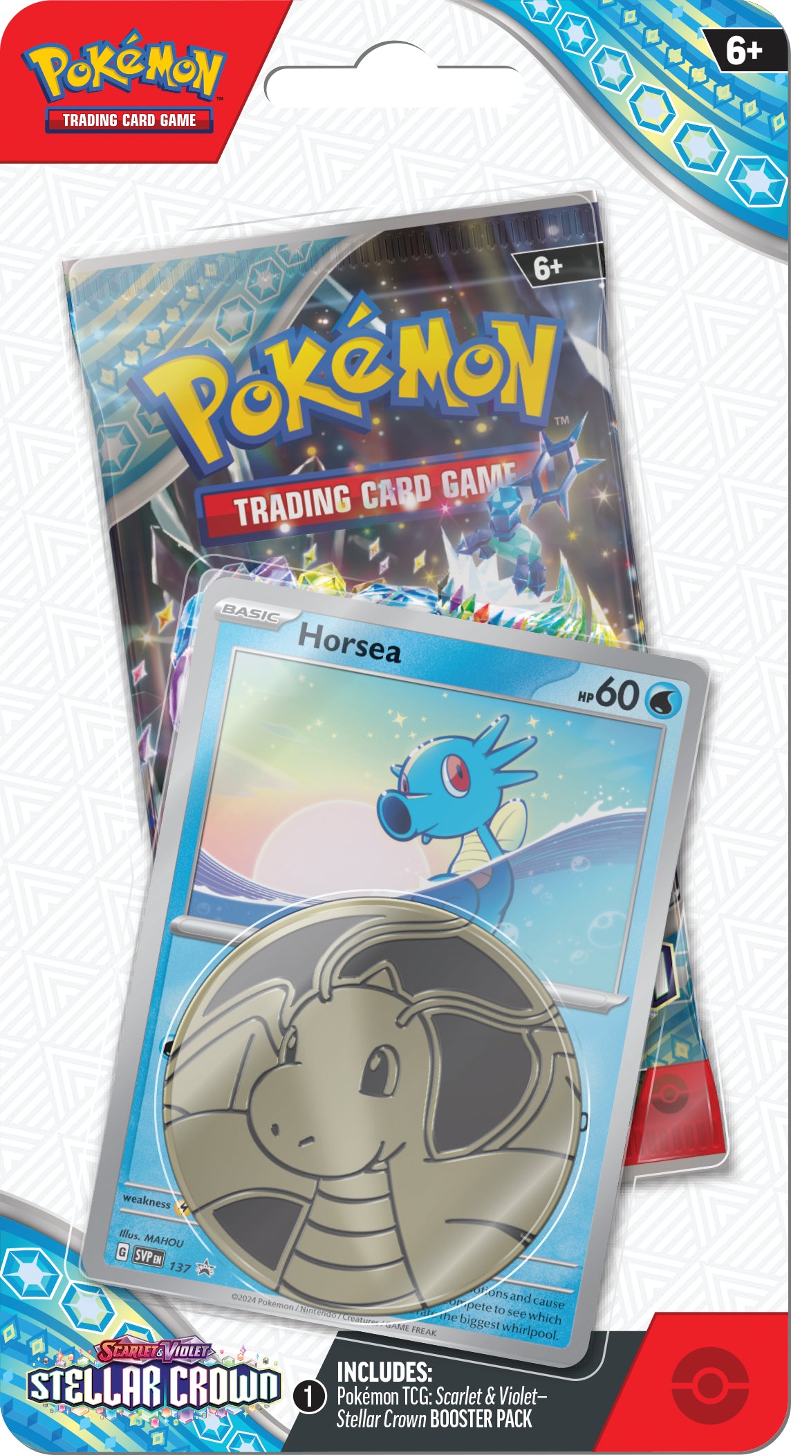 Pokémon Scarlet & Violet Stellar Crown Checklane Blister Horsea | Carta Promo Holo + Sobre Sellado + Moneda