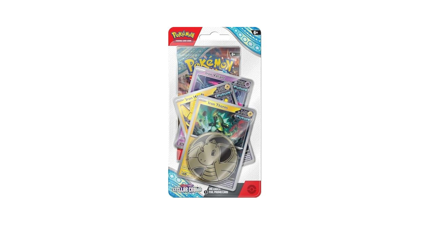 Pokémon Scarlet & Violet Stellar Crown Checklane Blister Iron Thorns | Pack Promocional con Carta Holo y Moneda