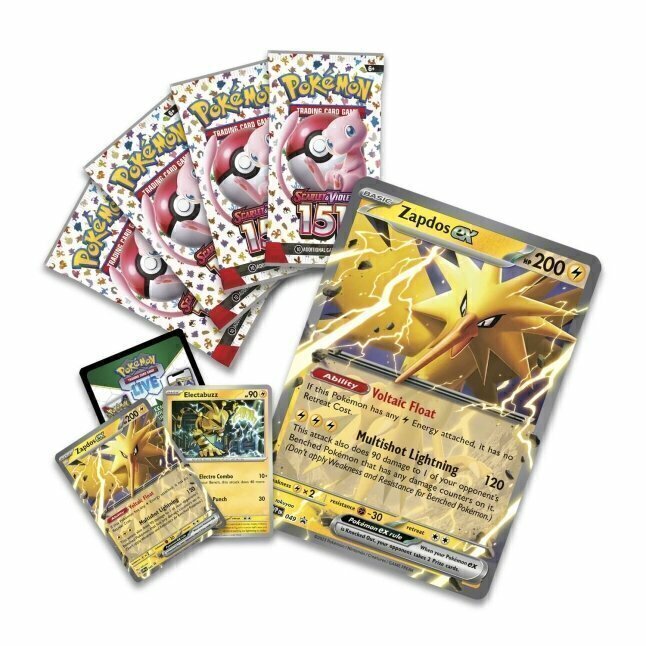 Pokémon TCG Scarlet & Violet 151 Zapdos ex Collection – Promo Zapdos ex + Electabuzz foil + 4 Sobres