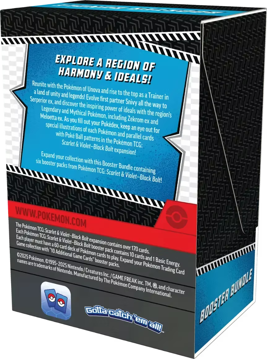 Booster Bundle WFBB Black Bolt Pokémon TCG en Inglés [PREVENTA] - 6 Sobres por Caja con Cartas Exclusivas