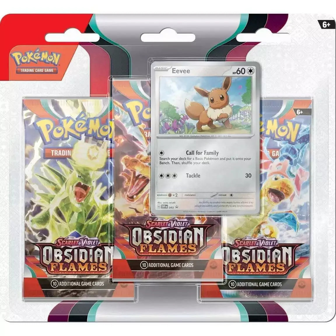 Pokémon OBF Obsidian Flames Eevee 3‑Pack Blister – 1 Promo + 3 Sobres (Inglés)