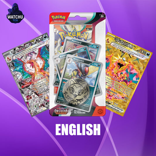 Pokémon OBF Obsidian Flames Kingambit Premium Blister – 3 Promos + 1 Sobre y Moneda (Inglés)
