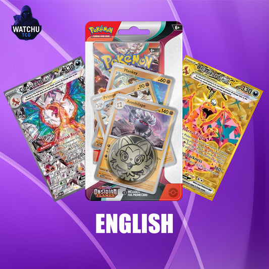 Pokémon OBF Obsidian Flames Annihilape Checklane Blister – 3 Promos, 1 Sobre y Moneda (Inglés)