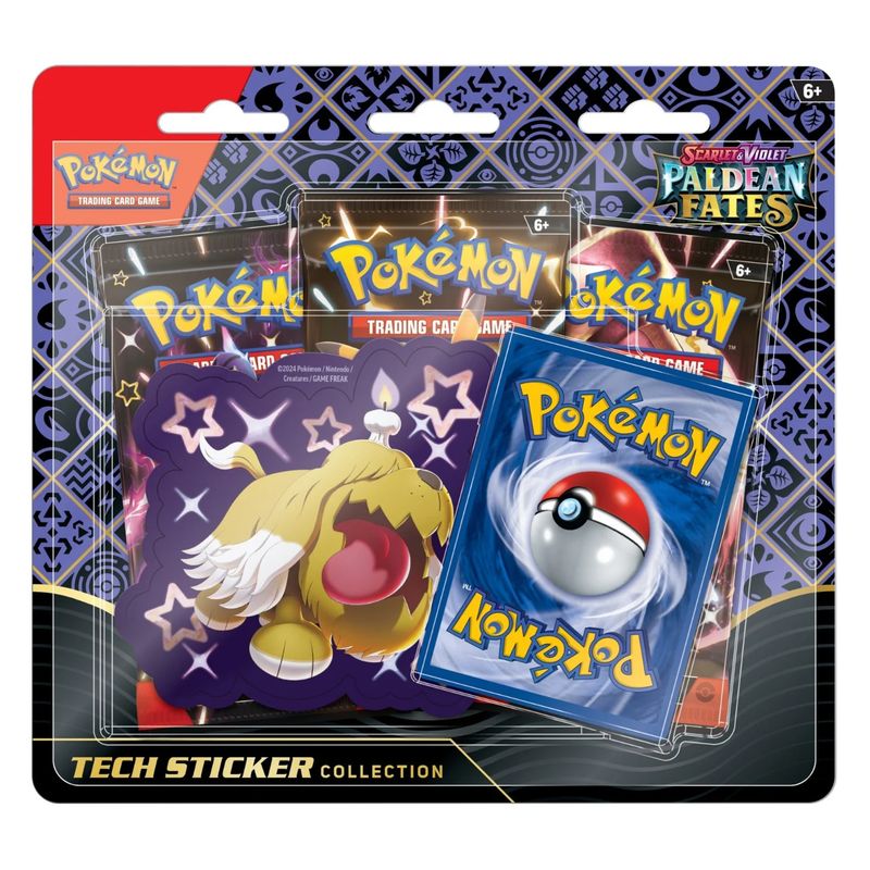 Pokémon PAF Paldean Fates Greavard Tech Sticker Collection – Promo, 3 Sobres y Pegatina (Inglés)