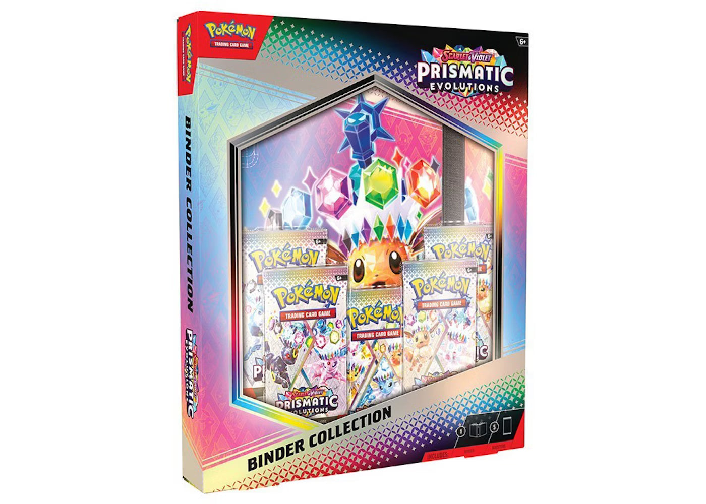 Pokémon TCG Prismatic Evolutions Binder Collection – Álbum + 5 Sobres de Expansión (en Inglés)
