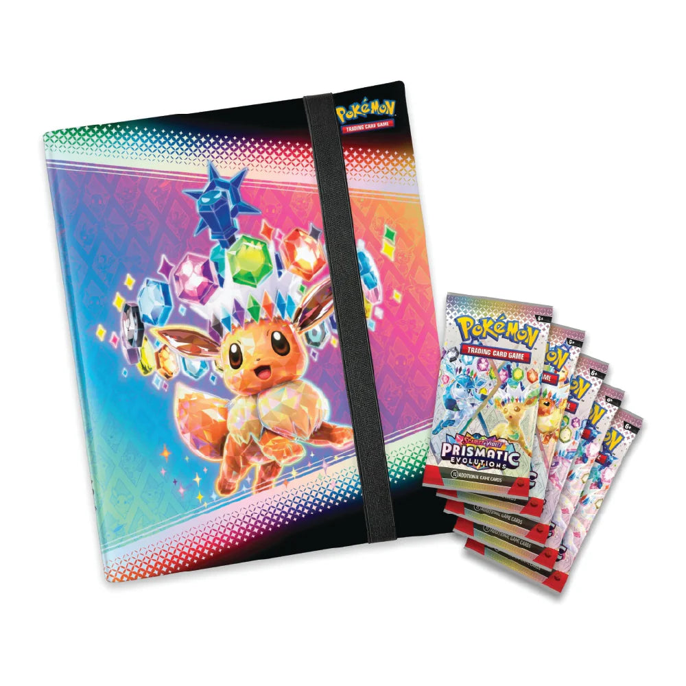Pokémon TCG Prismatic Evolutions Binder Collection – Álbum + 5 Sobres de Expansión (en Inglés)