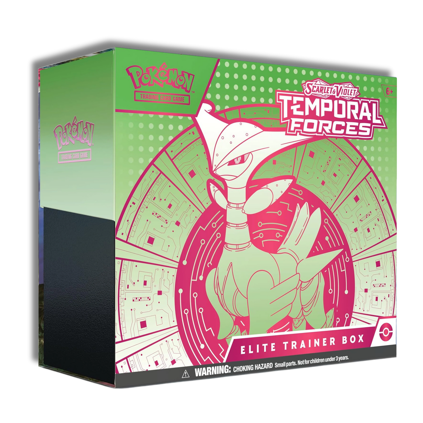 Pokémon TEF Temporal Forces Iron Leaves Elite Trainer Box – 9 Sobres + 65 Fundas (Inglés)