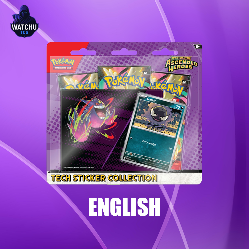 Pokémon Mega Evolution: Ascended Heroes Gastly Tech Sticker Collection (Idioma Inglés)