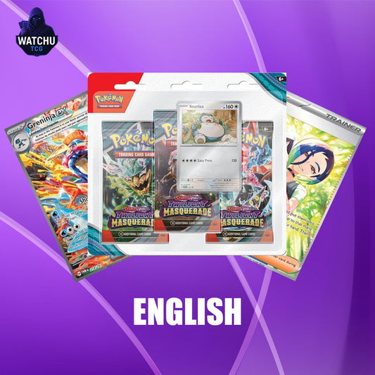 Blister 3-Pack Twilight Masquerade Snorlax Pokémon TCG en Inglés - Carta Promo Exclusiva y Sobres de Expansión