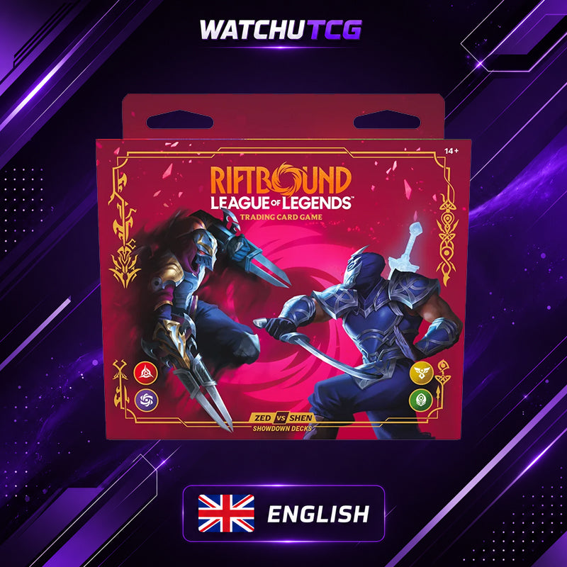 Riftbound League of Legends TCG Vendetta Showdown Deck Zed vs Shen Inglés – 2 Mazos + 2 Sobres