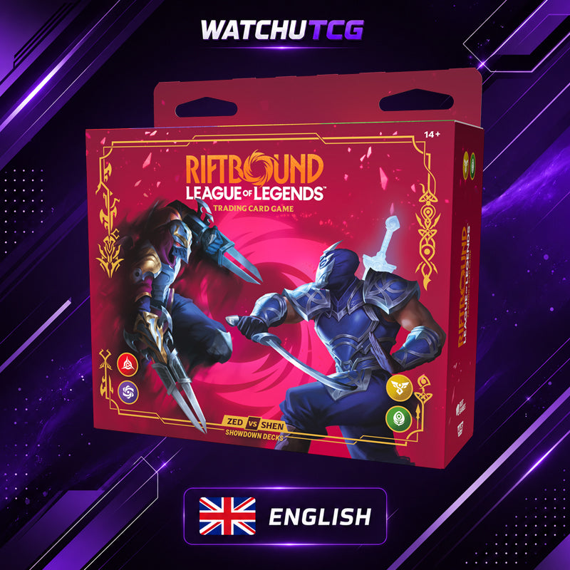 Riftbound League of Legends TCG Vendetta Showdown Deck Zed vs Shen Inglés – 2 Mazos + 2 Sobres