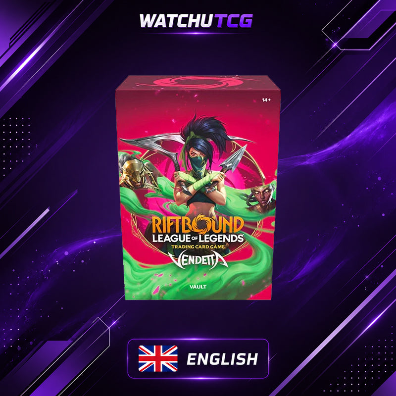 Riftbound League of Legends TCG Vendetta Vault Inglés – 6 Sobres + 36 Runas + Tokens