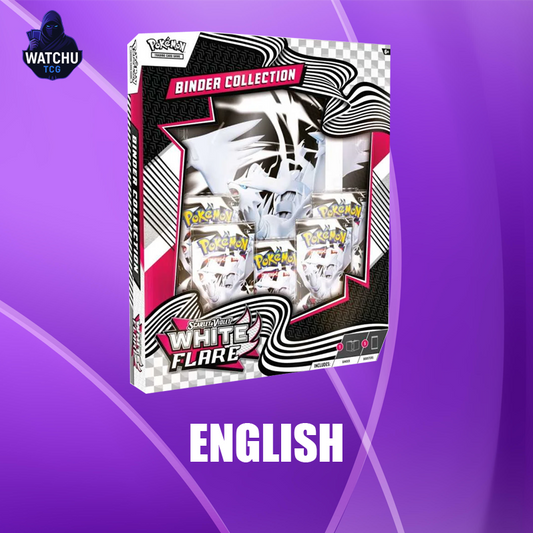 Colección White Flare Binder Pokémon TCG en Inglés - Álbum Exclusivo + 5 Sobres de Expansión