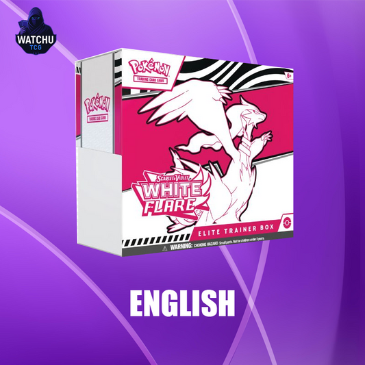 Caja Elite Trainer Box White Flare Pokémon TCG en Inglés - Carta Promo, Fundas, Dados y Más