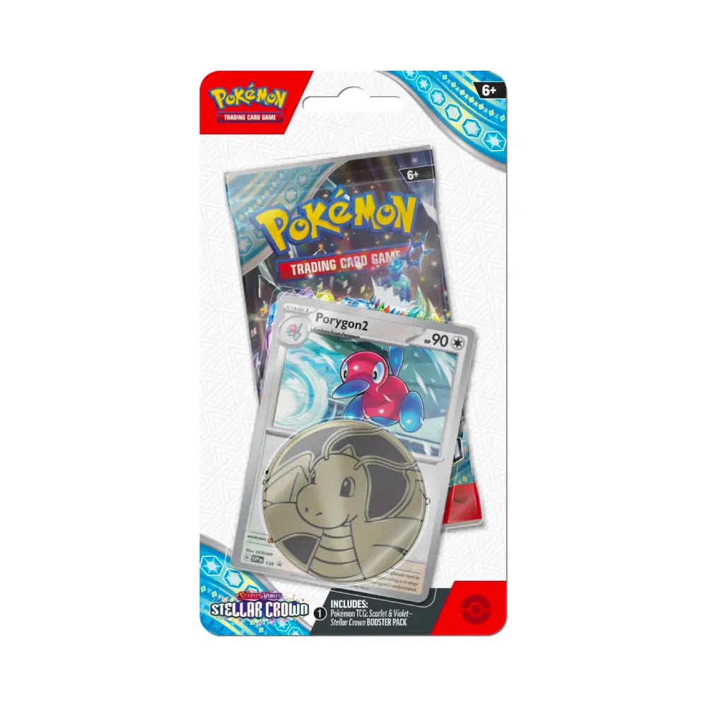 Pokémon Scarlet & Violet Stellar Crown Checklane Blister Porygon2 | Sobre + Carta Promo Holo + Moneda