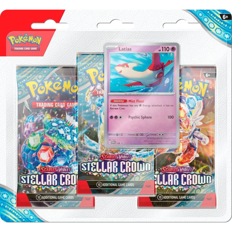 Pokémon SCR Stellar Crown Latias 3-Pack Blister – Promo y 3 Sobres (Inglés)