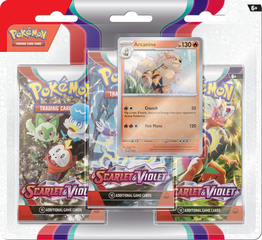 Pokémon Scarlet & Violet Blister 3 Sobres con Carta Promo Arcanine | Pack Especial Oficial de Colección Pokémon TCG