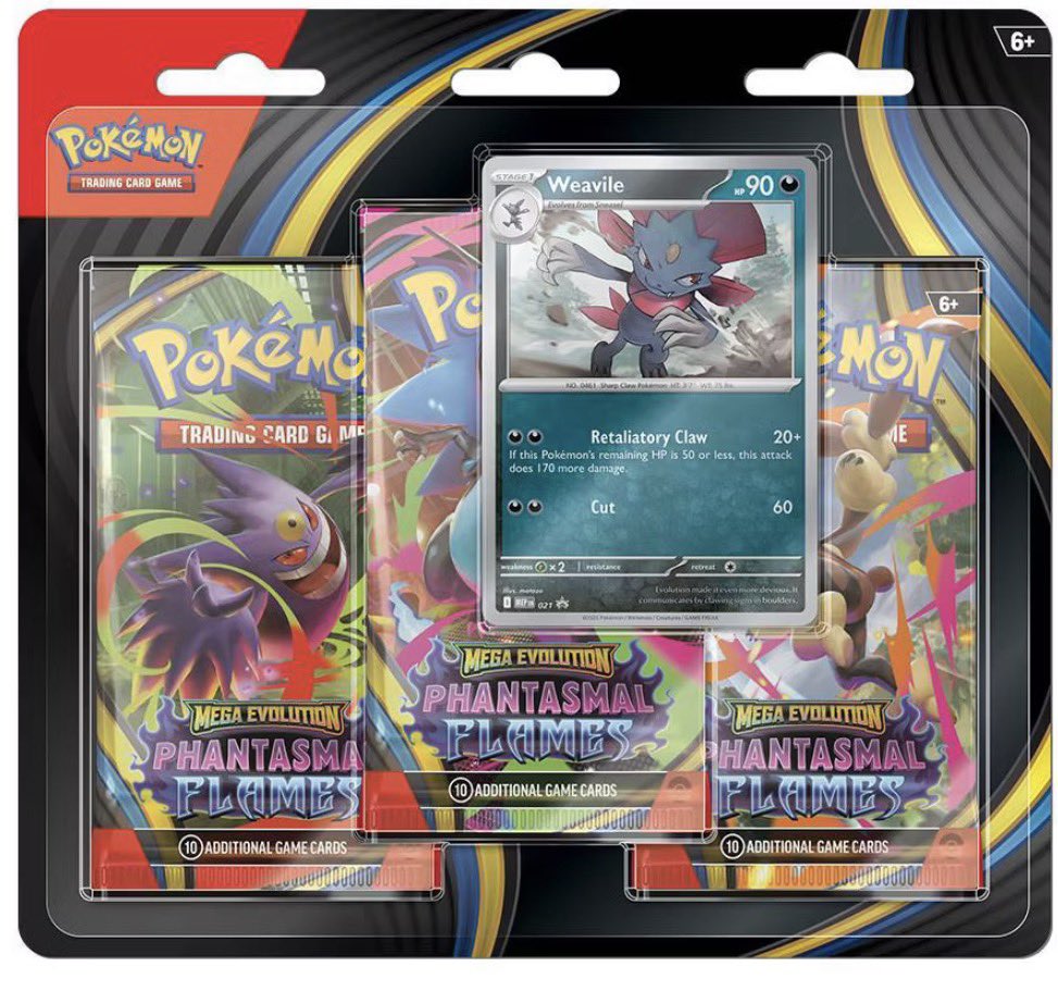 Pokémon TCG: Phantasmal Flames 3-Pack Blister – Weavile Promo (English) Sealed